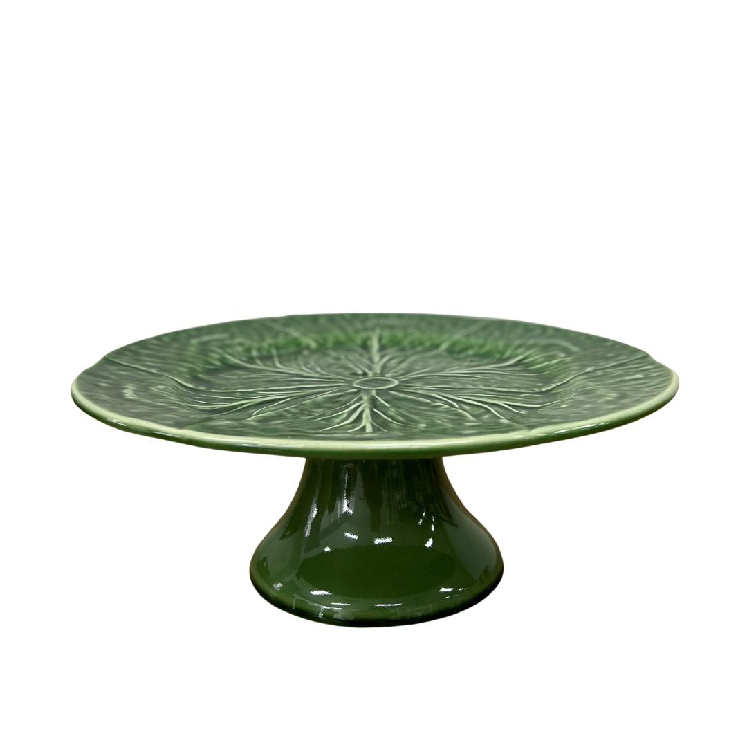 Green Cabbage Footed Cake Plate 31cm