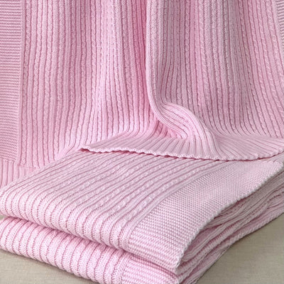 Cable Knit Bassinet Blanket Pink