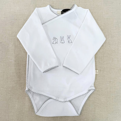 Baby Suit Long White With Grey Embroidery 0-3 months