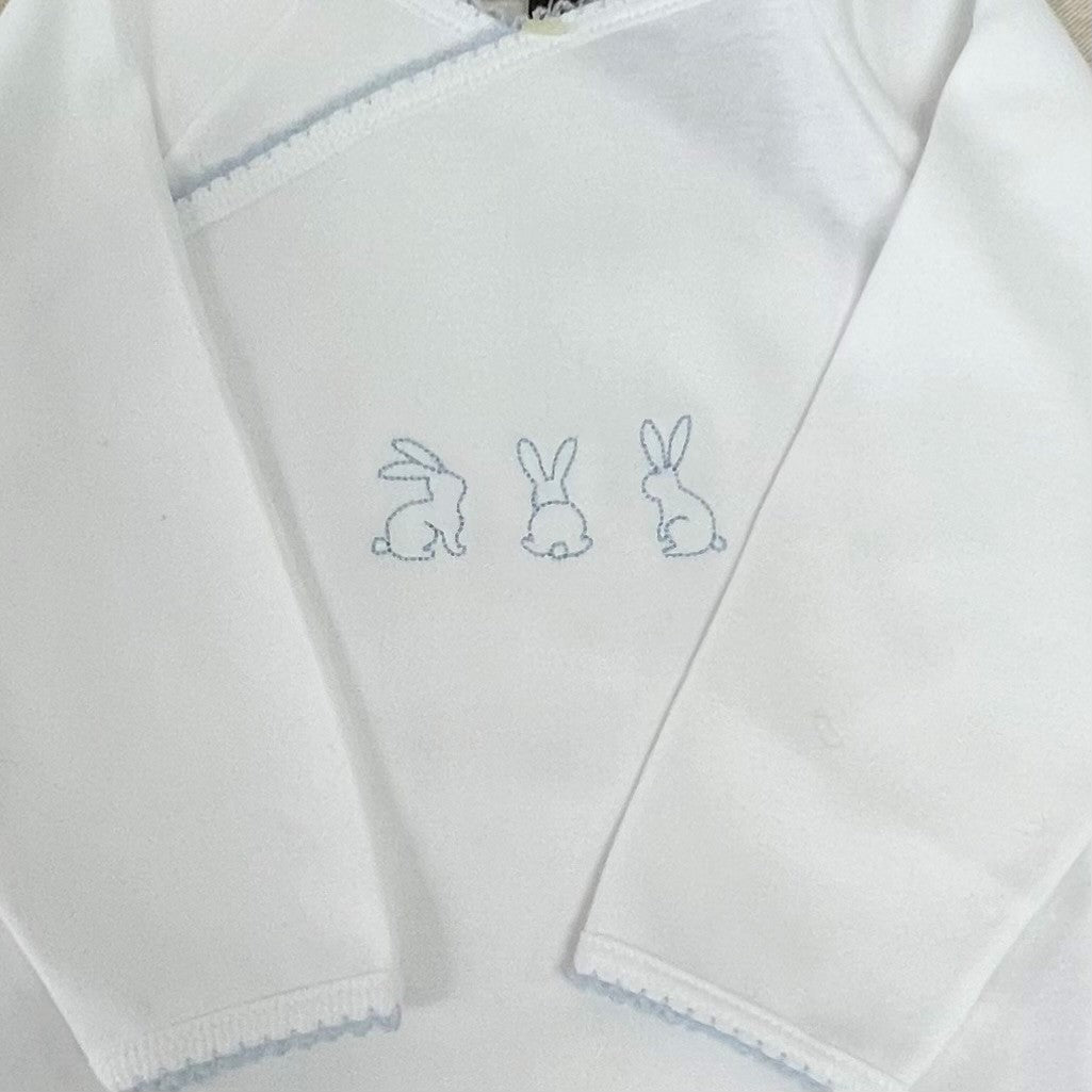 Baby Suit Long White With Blue Embroidery 0-3 months