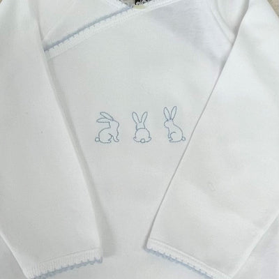 Baby Suit Long White With Blue Embroidery 3-6 months
