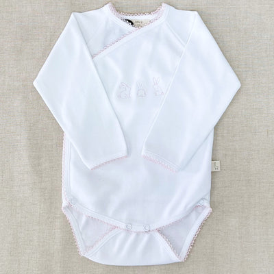 Baby Suit Long White With Pink Embroidery 0-3 months